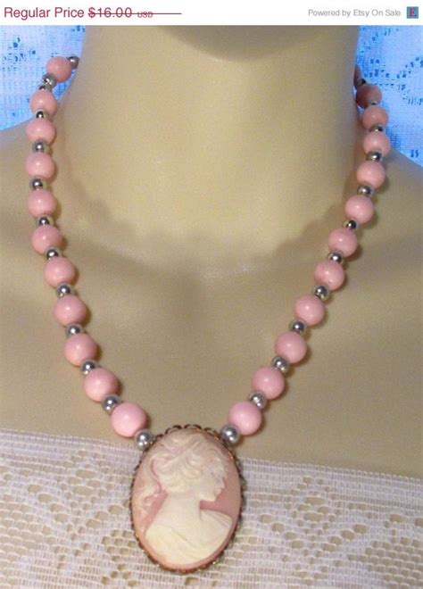 Mothers Day 30% sale Vintage pink cameo pink acrylic by jewelry715