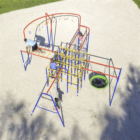 Activplay Modular Jungle Gym With Swing Set, Monkey Bars, Hanging Bridge, Hanging Jungle Line ...