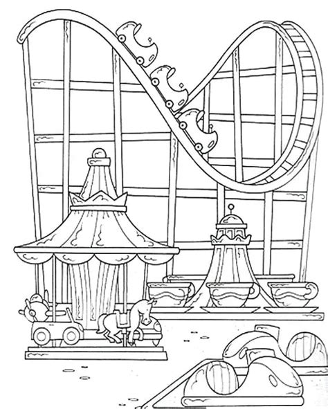 Cute Roller Coaster Coloring Pages - Coloring Cool