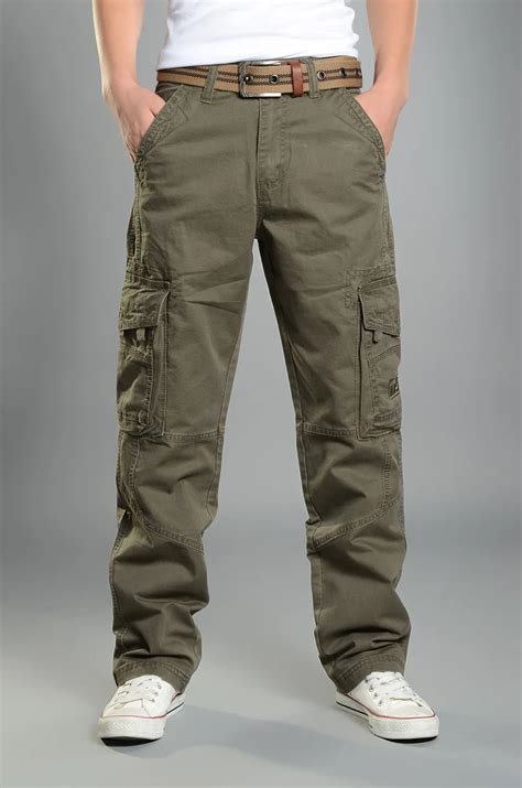 Winter Big Pockets Thick Men's Cargo Pants Warm Baggy Pants Cotton ...