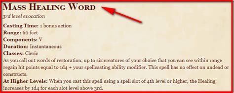 Mass Healing Word 5E Spell In DnD - D&D 5e Character Sheets