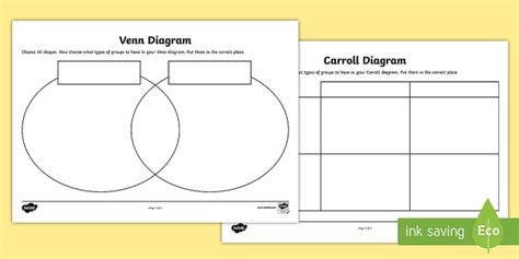 Shapes Carroll and Venn Diagram Worksheets - carroll diagram