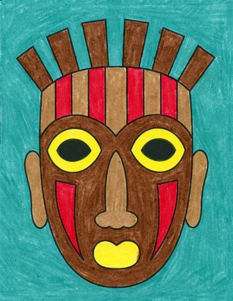 Easy How to Draw a Tribal Mask Tutorial & Mask Coloring Page