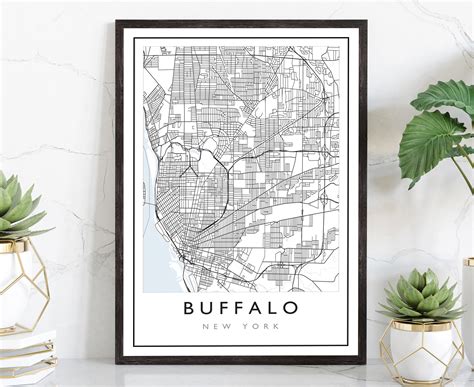 Buffalo Map Buffalo City Road Map Poster Buffalo New York | Etsy