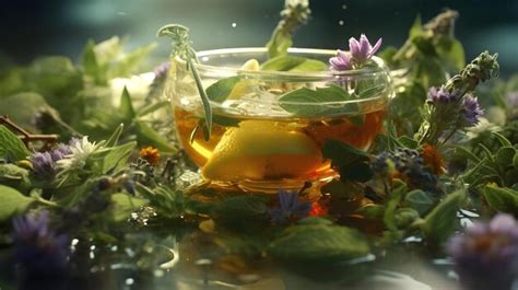 Premium Photo | Herbal tea leaves and plants captured in exquisite detail