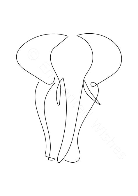 Elephant line art print printable continuous line drawing elephant abstract elephant wall art ...