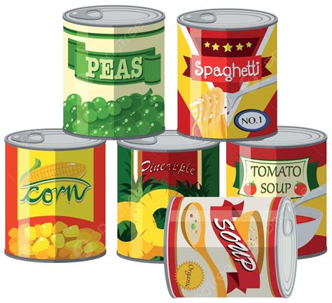 Set Of Canned Foods Graphic Food White Vector, Graphic, Food, White PNG ...