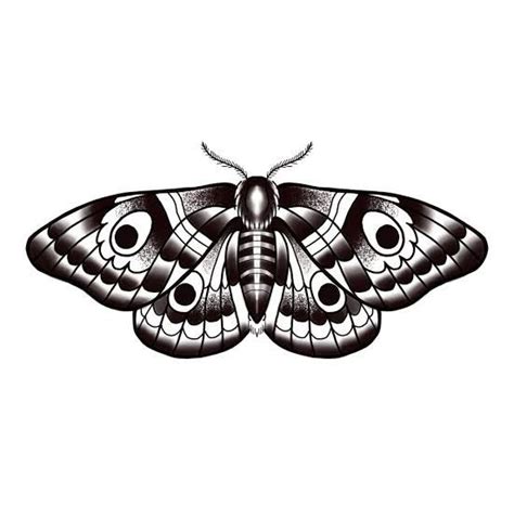 Black and White Moth Tattoo Design