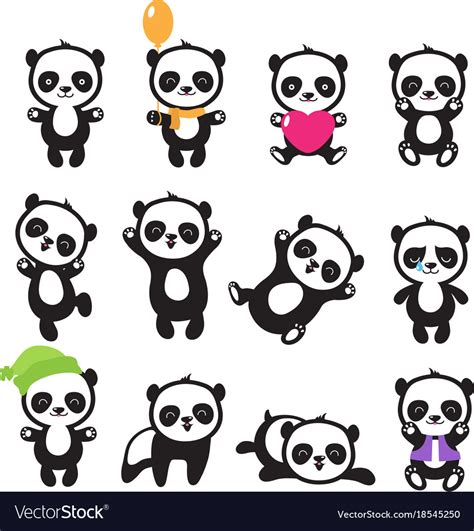 Cute cartoon chinese panda bear character Vector Image