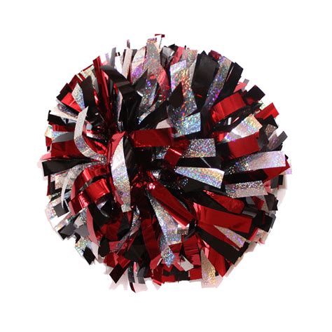 Holographic Silver, Metallic Red and Metallic Black 6" Pom - I Love Cheer®