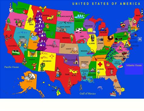 USA Cartoon Map Children's Educational Rug 6'6 X 8'4 Item 1059 - Etsy