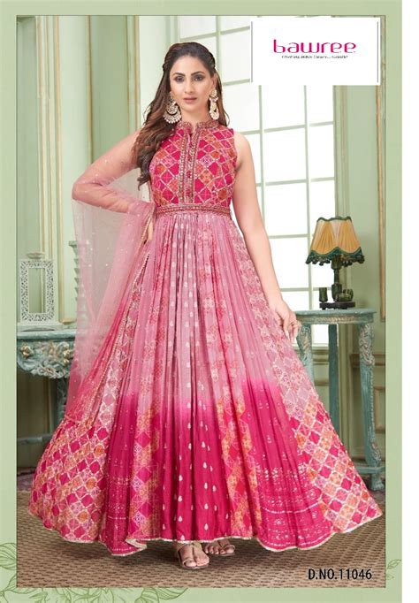 PINK GOWN WITH SILK FABRIC - Bawree Fashions