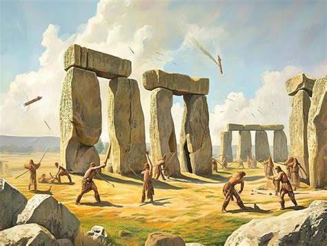 Premium Photo | Artistic Depiction of Stonehenge Construction