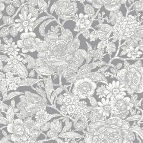 Crown CWV 56.4-sq ft Grey Paper Floral Unpasted Paste the Paper Wallpaper Lowes.com in 2021 ...