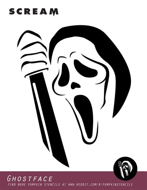 Scream: Ghostface (Free Pumpkin Stencil - Pumpkin Pattern - Pumpkin Template - Jack-o-lantern ...