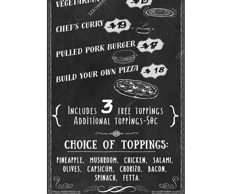 Retro Chalkboard Food Menu Template - pizza, snack bar, restaurant menu template PSD - vintage style