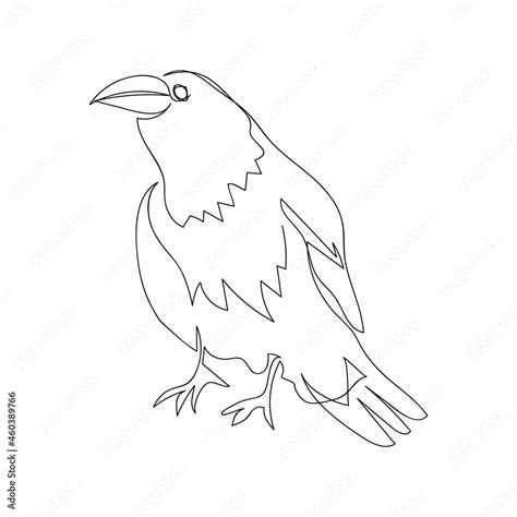 Crow one line art. Continuous line drawing of halloween theme, gothic, ornithology, scary, bird ...