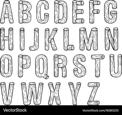 Wood font Royalty Free Vector Image - VectorStock