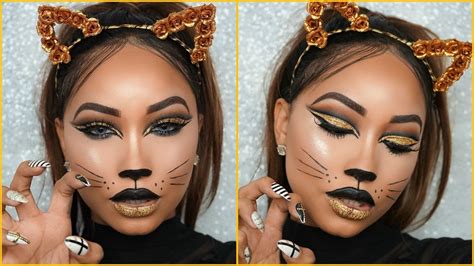 Halloween Full Glam | Cat Face Makeup - YouTube