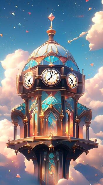 Premium AI Image | A painting of a clock tower with the time of 12 : 30.