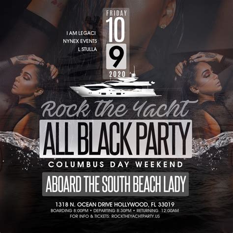 ROCK THE YACHT 2020 All Black Yacht Party Columbus Day Weekend, Miami FL - Oct 9, 2020 - 8:00 PM