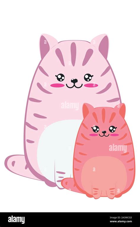 Cute cartoon fat pink cat, abstract kawaii kitty design illustration Stock Vector Image & Art ...