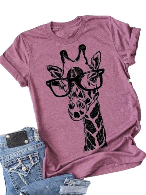 SySea - Giraffe Print Graphic Short Sleeve T-Shirt Plus Size Women Tops - Walmart.com - Walmart.com