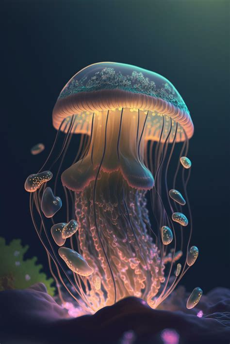 Glowing Deep-Sea Jellyfish A Radiant Beauty in the Darkness 24069510 Stock Photo at Vecteezy