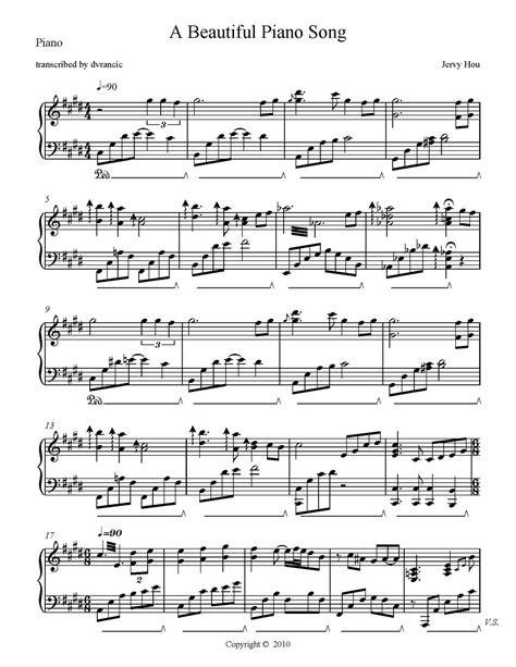 Beautiful Piano Song - Free Sheet Music