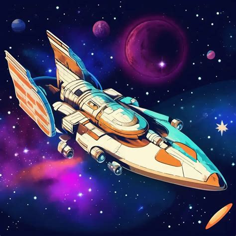 Vintage Retro Spaceship Poster with Distant Starry Background | MUSE AI