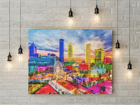 Atlanta Georgia Abstract Skyline Canvas Print - Etsy