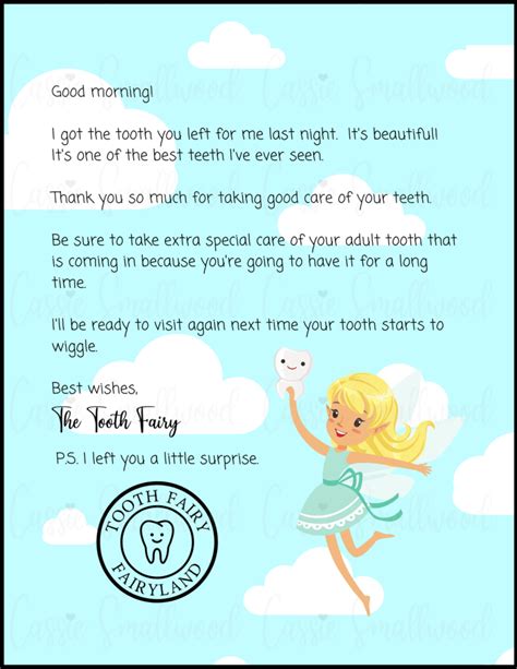 Printable Tooth Fairy Card