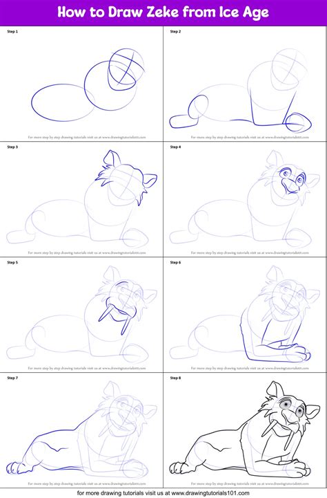 How to Draw Zeke from Ice Age (Ice Age) Step by Step | DrawingTutorials101.com