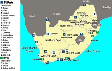 South Africa National Parks map | National parks map, Africa tour ...