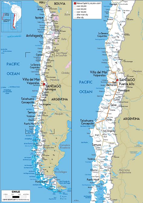 Large size Road Map of Chile - Worldometer