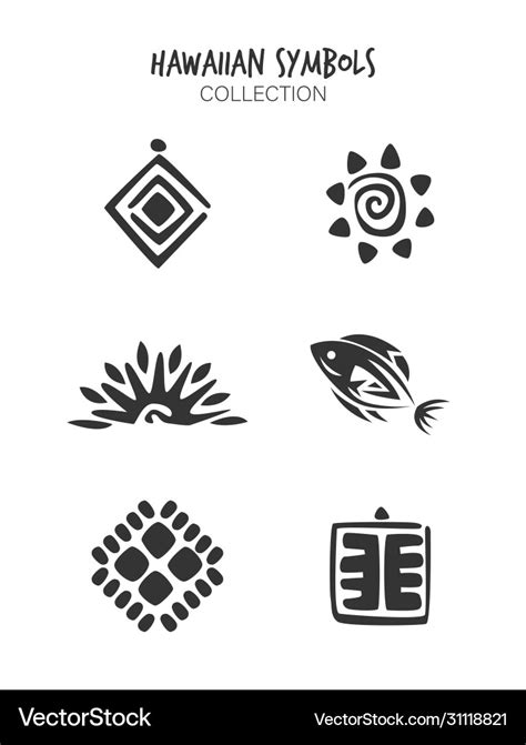 Variety hawaiian tribal symbols Royalty Free Vector Image