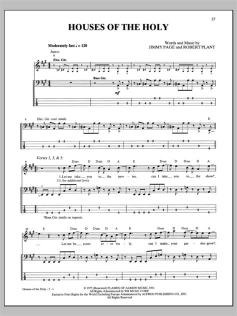 Houses Of The Holy by Led Zeppelin - Bass Tab - Guitar Instructor