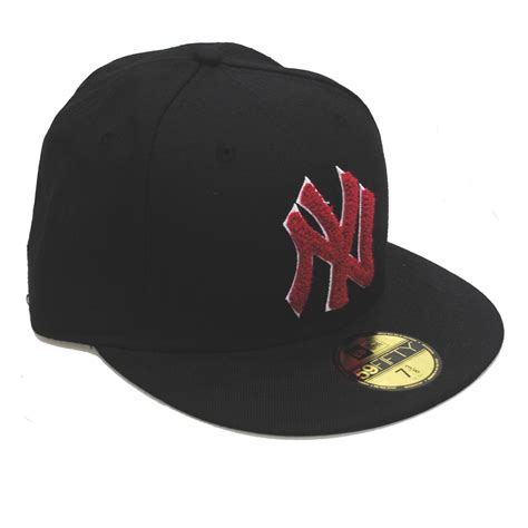 New Era 59fifty NY new York Yankees Chenille Red & Black Fitted 5950 Cap Hat | eBay