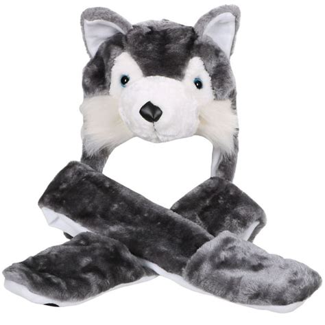 Coool - WOLF Winter Animal Hat Full Hoodie Grey Dog with Scarf Mittens - Walmart.com - Walmart.com