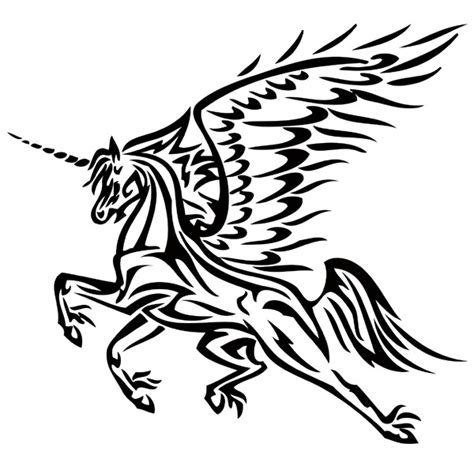 Tribal style flying unicorn pegasus tattoo design - Tattooimages.biz