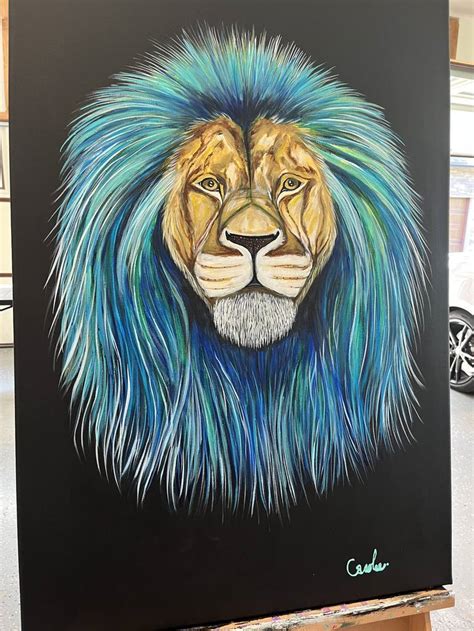 Blue lion Painting by Carolee Stumpf | Saatchi Art