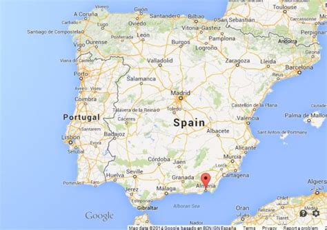 Almeria on Map of Spain