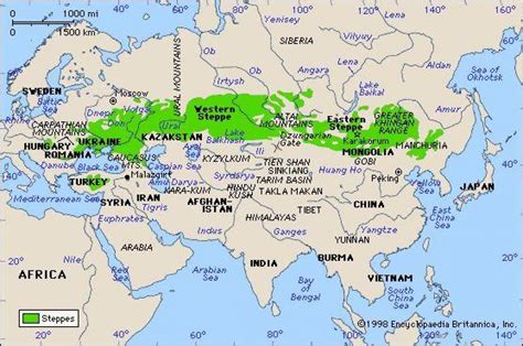 Russian steppes map - Map of Russian steppes (Eastern Europe - Europe)