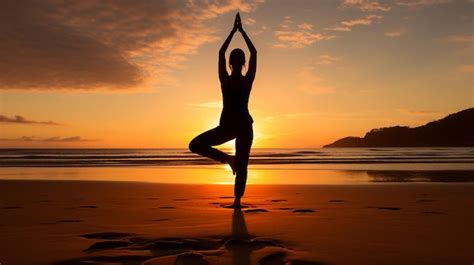 Premium AI Image | sunrise yoga on the beach