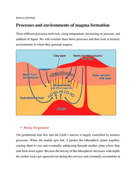 Processes and environments of magma formation - Igneous Petrology - StuDocu