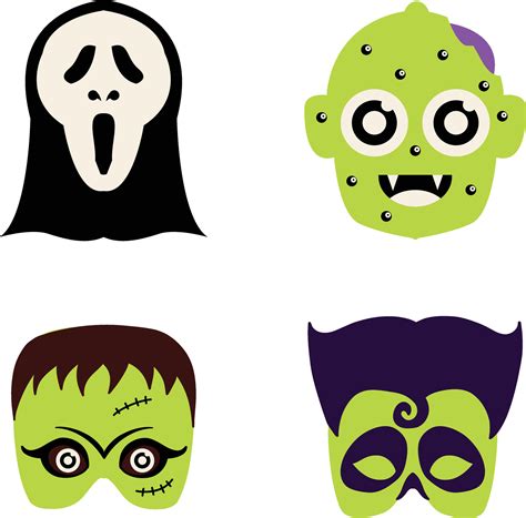 Different Halloween Mask With Creepy Cartoon Design. Vector ...