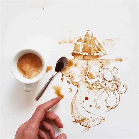 Amazing Spilled Coffee Art