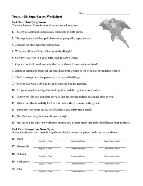 Noun Worksheets, Lessons, and Tests | Parts of Speech Activities