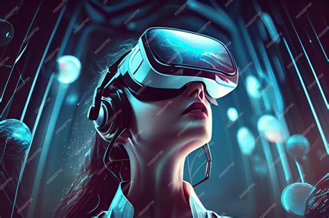 Premium Photo | Female using vr metaverse generative ai