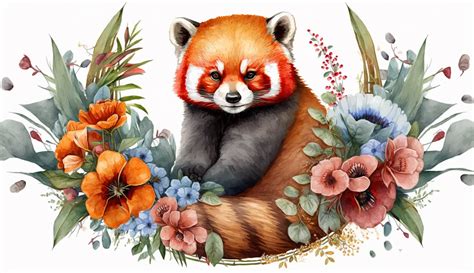 Watercolor Red Panda Art 2 Graphic by 1xMerch · Creative Fabrica